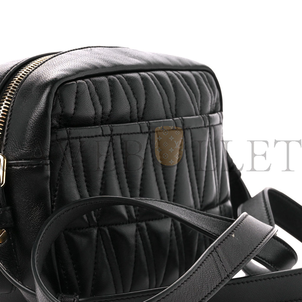 VERSACE NAPPA QUILTED VIRTUS SHOULDER BAG BLACK  (20*13*6cm)