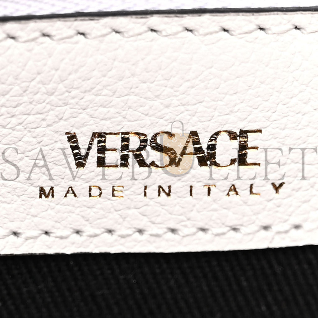 VERSACE GRAINED CALFSKIN LA MEDUSA BUCKET BAG OPTICAL WHITE  (29*28*13cm)