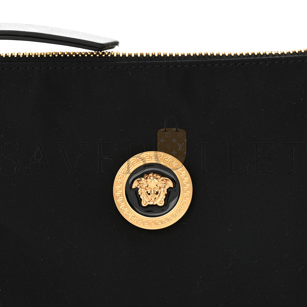 VERSACE NYLON TRIBUTE ICON FLAT POUCH BLACK (24*14*3cm)