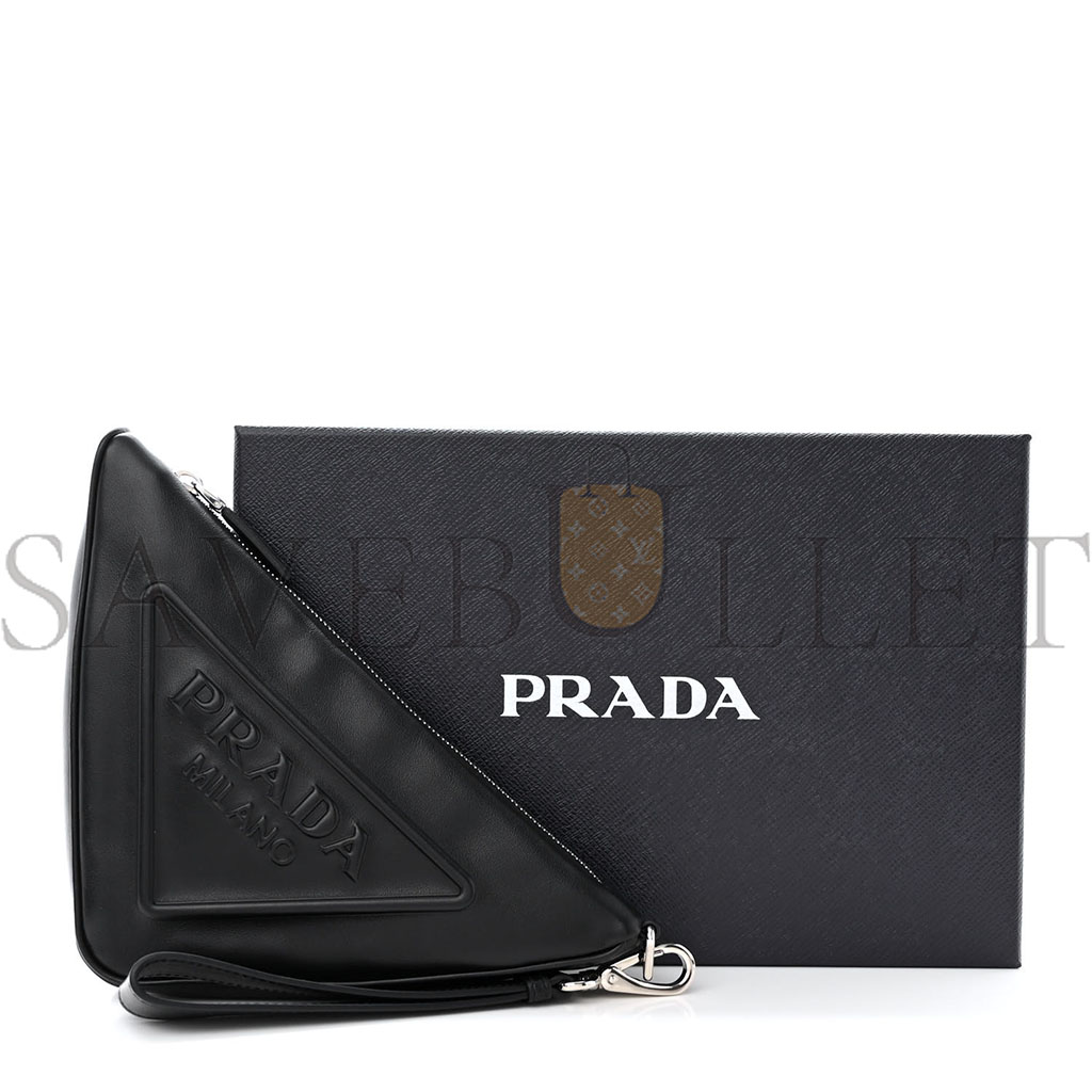 PRADA GRACE LUX TRIANGLE WRISTLET POUCH BLACK (27*15*6cm)