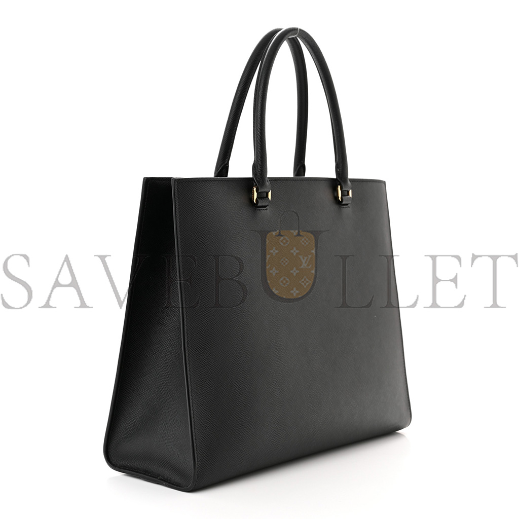 PRADA SAFFIANO LUX EMBOSSED LOGO LARGE SHOULDER BAG BLACK (33*26*11cm)