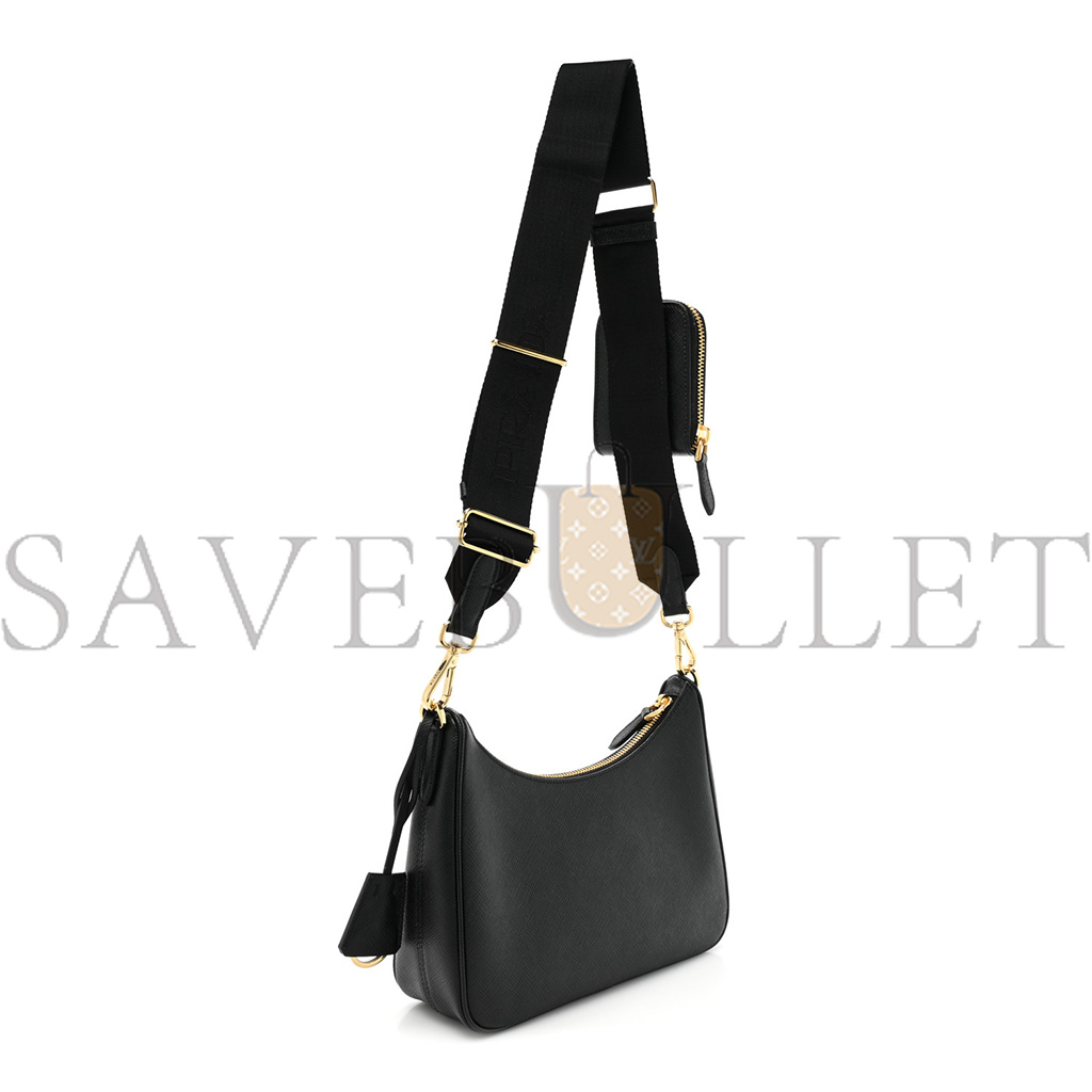 PRADA SAFFIANO LUX RE-EDITION 2005 SHOULDER BAG BLACK  (22*17*6cm)