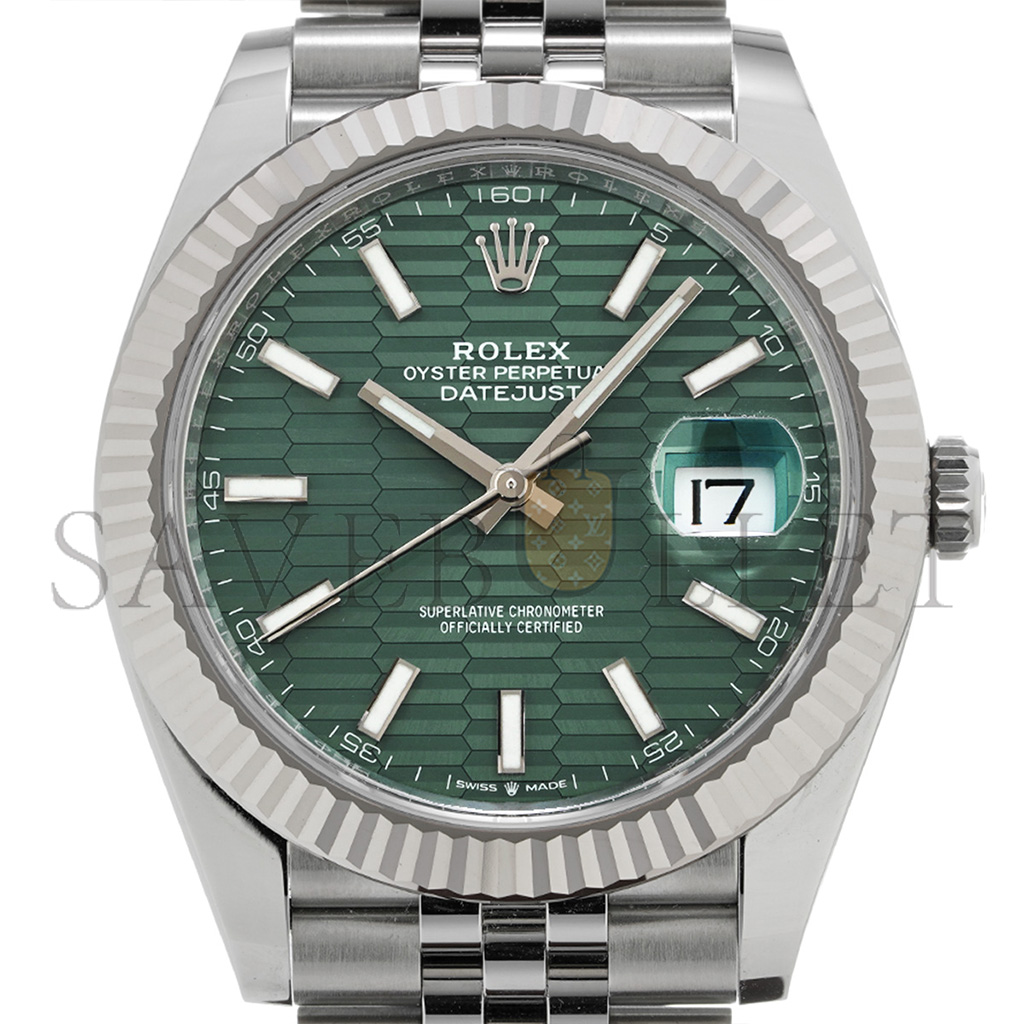 ROLEX DATEJUST MINT GREEN 41MM WATCH 126334-0030