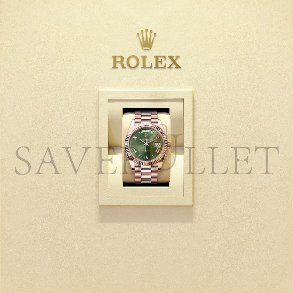 ROLEX DAY-DATE 40 OYSTER, 40 MM, EVEROSE GOLD WATCH 228235-0025