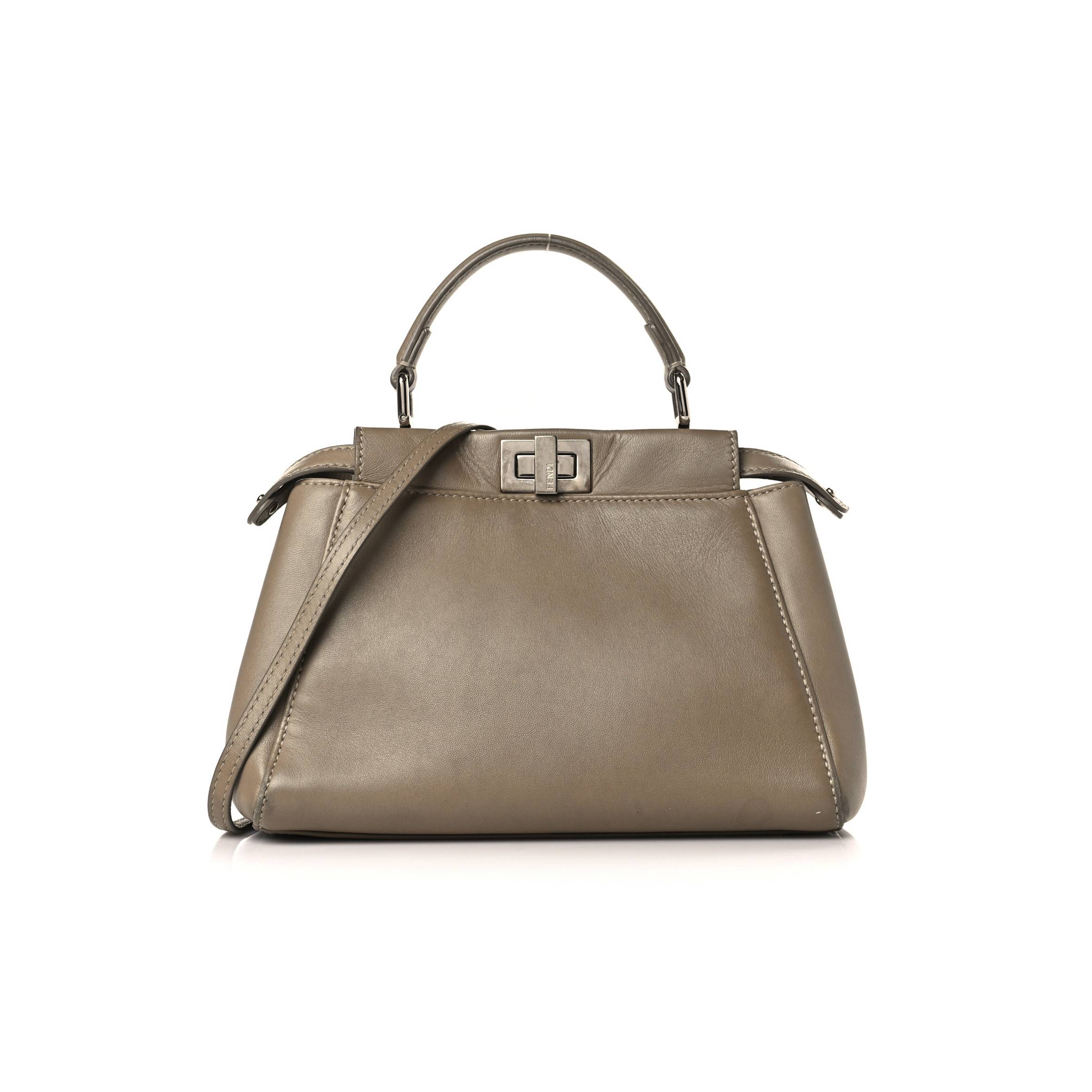 FENDI NAPPA MINI PEEKABOO ICONIC SATCHEL TORTORA (23*18*11cm)