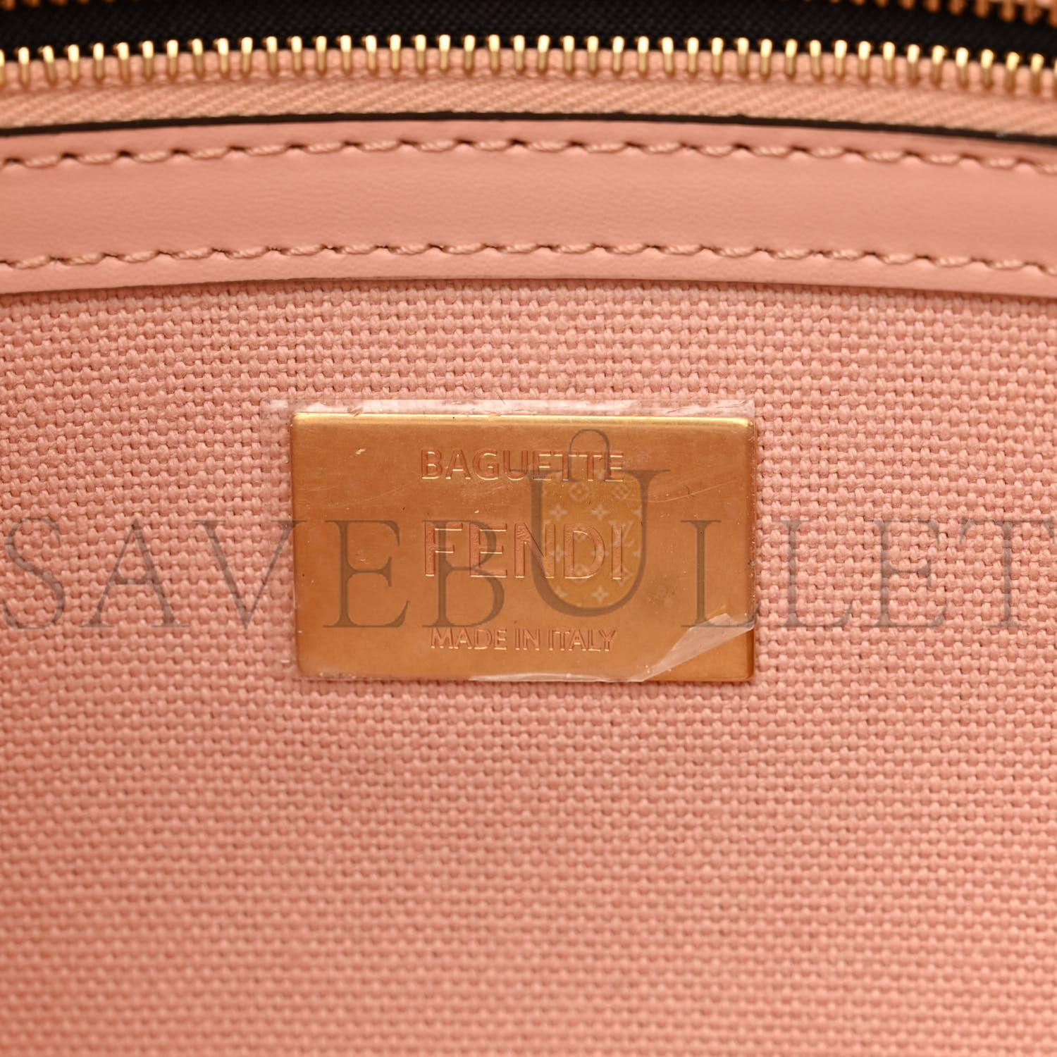 FENDI CANVAS VITELLO KING EXTRA STRAP FF EMBROIDERED BAGUETTE BABY PINK (27*15*6cm)