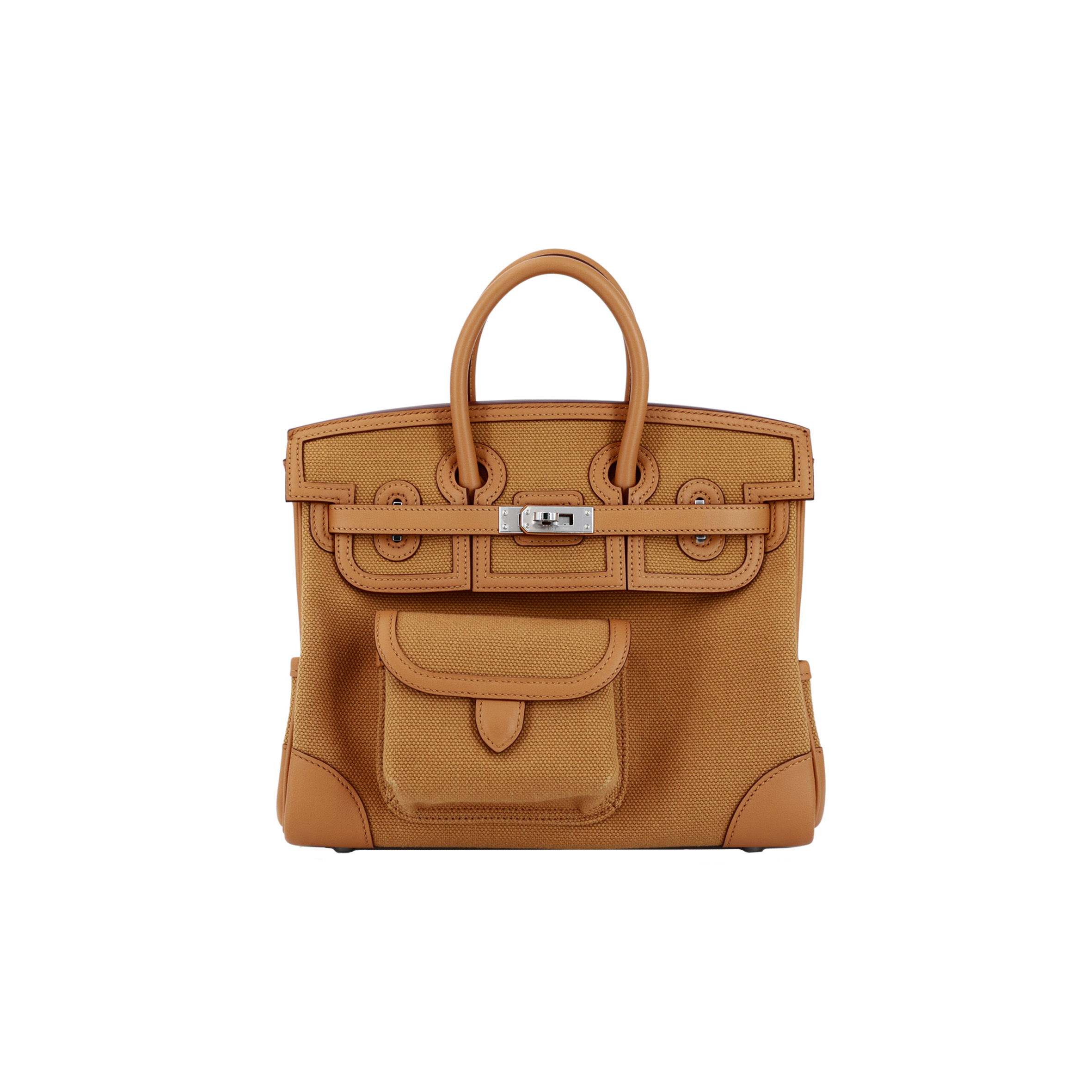 HERMES MASTER BIRKIN 25 2S SESAME SWIFT LEATHER AND CANVAS TOTE 8024740062 (25*20*13cm)