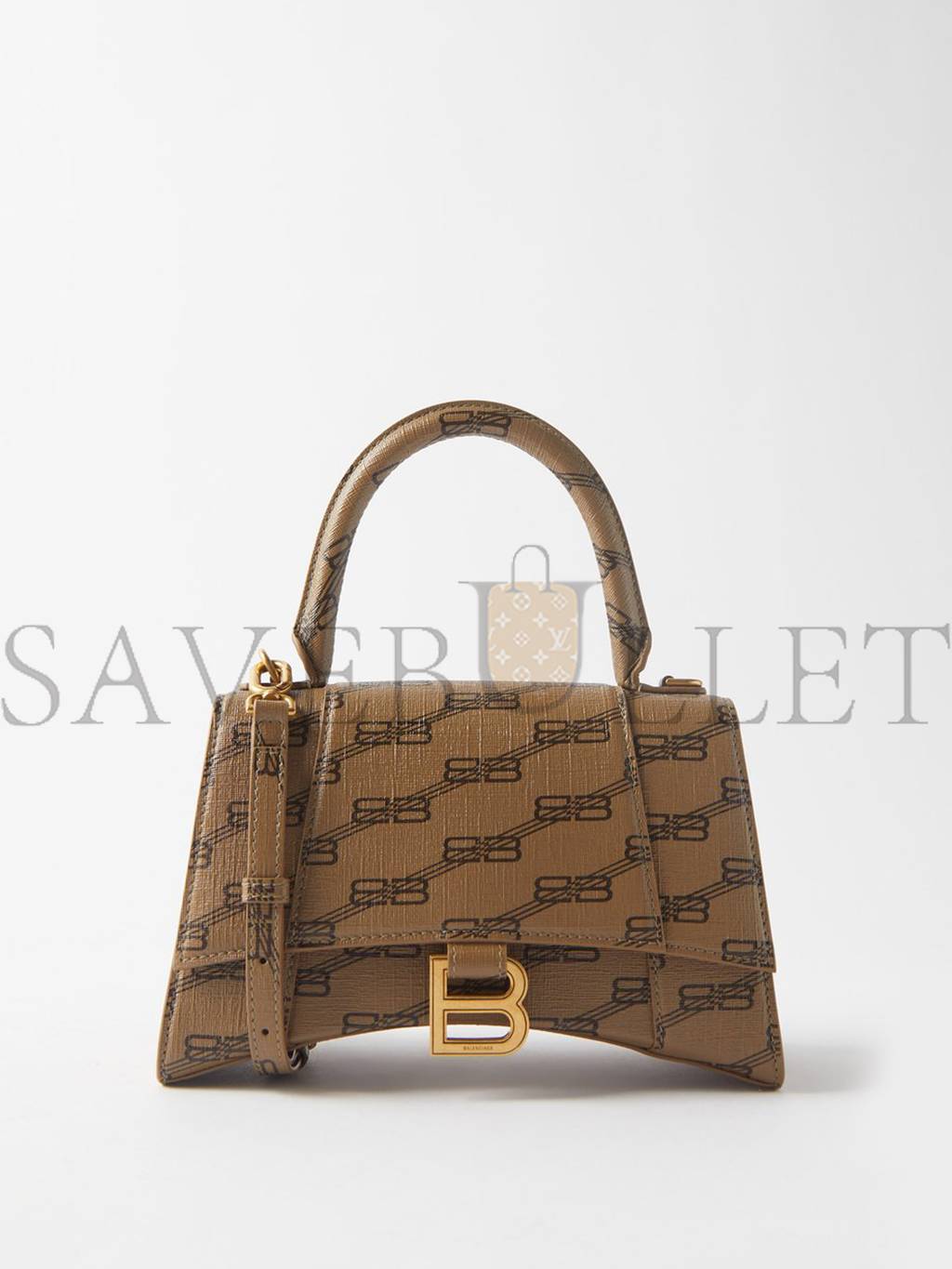 BALENCIAGA BEIGE HOURGLASS S BB-PRINT COATED CANVAS BAG MATCHESFASHION US (22.5*15*10cm)