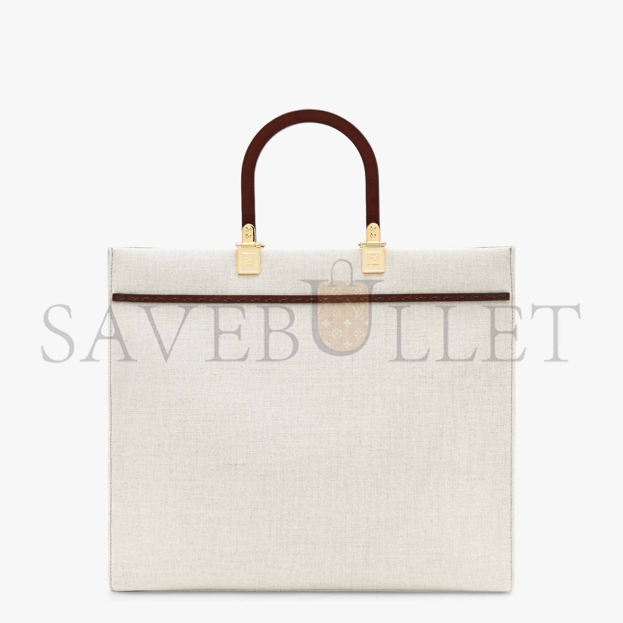 FENDI SUNSHINE MEDIUM - WHITE CANVAS SHOPPER 8BH386AKBSF1HOC (35*31*17cm)