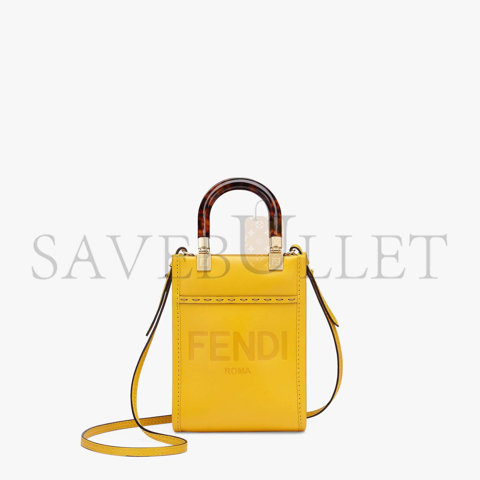 FENDI MINI SUNSHINE SHOPPER - YELLOW LEATHER MINI-BAG 8BS051ABVLF192E (18*13*6.5cm)