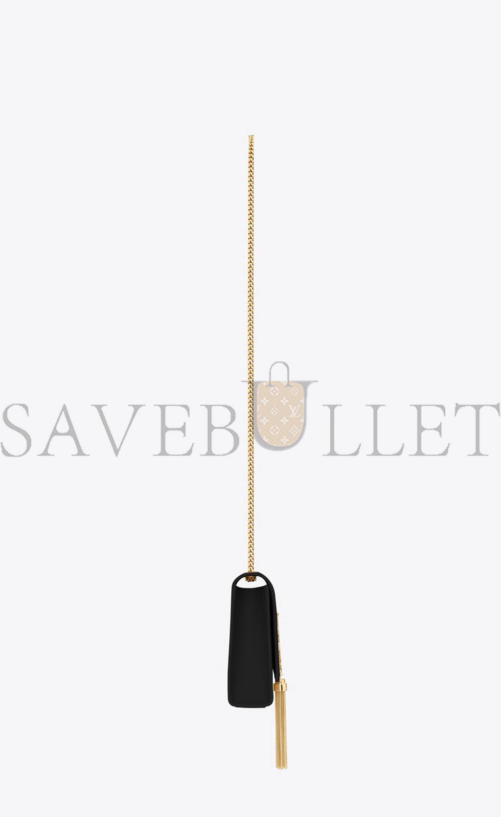 YSL KATE MEDIUM CHAIN BAG WITH TASSEL IN GRAIN DE POUDRE EMBOSSED LEATHER 354119BOW0J1000 (24*14.5*5.5cm)