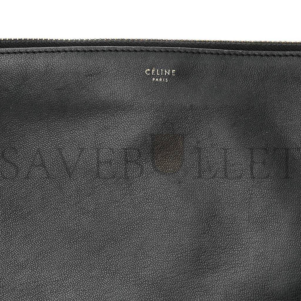 CELINE LAMBSKIN SMALL TRIO CROSSBODY BAG BLACK (22*15*4cm)v