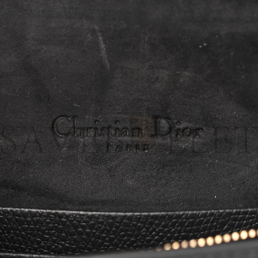 DIOR GRAINED CALFSKIN SADDLE BELT BAG BLACK (17*10*3.2cm)