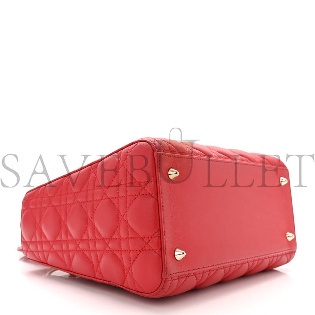 DIOR LAMBSKIN CANNAGE MEDIUM LADY DIOR RED (23*20*12.1cm)